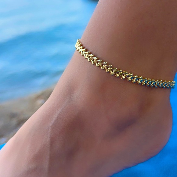 Arrow Anklet 14k Gold Plated Luxury Jewelry - Picture 1 of 8